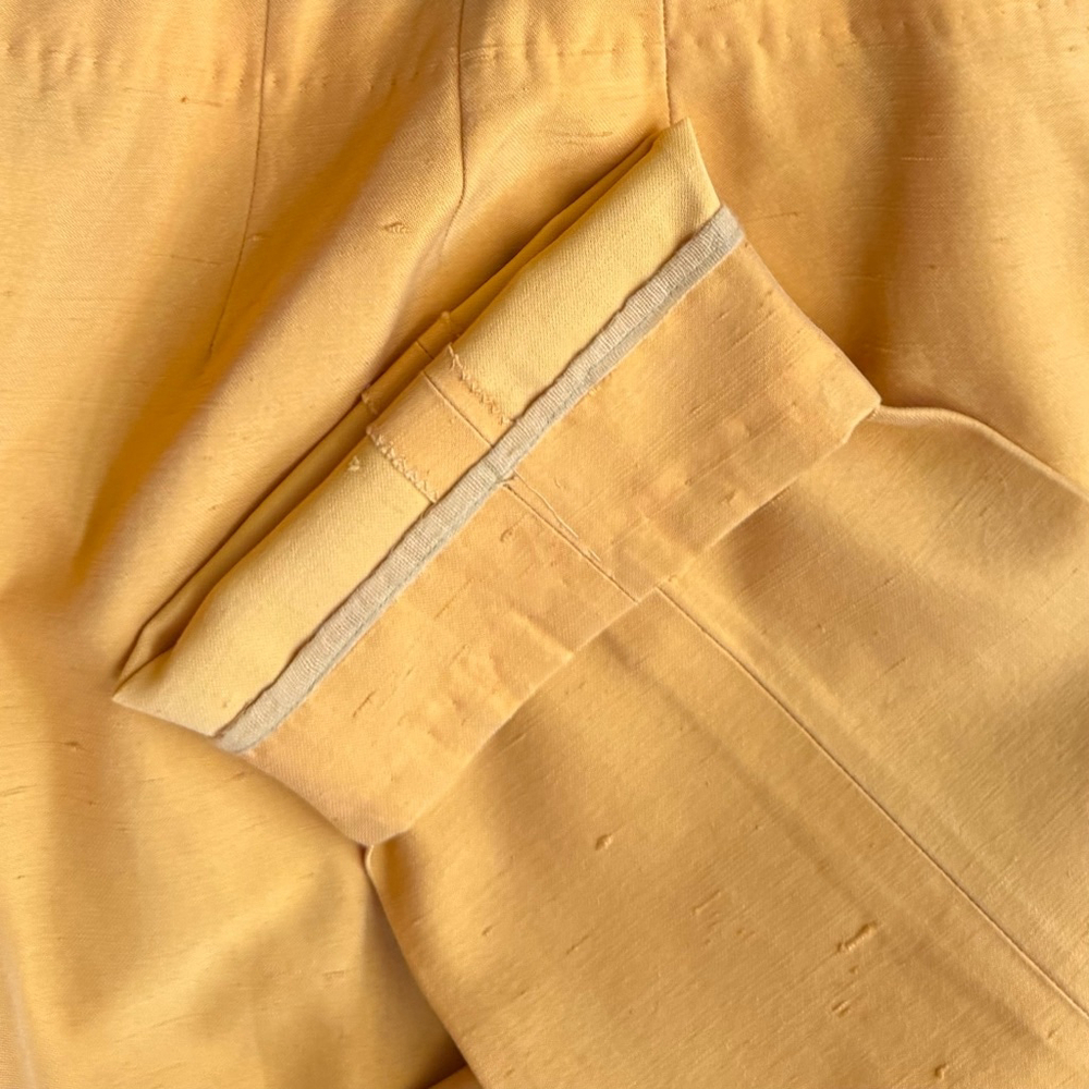 Vintage 60's Mustard Silk Cigarette Style Trousers Size S - Picture 7 of 7
